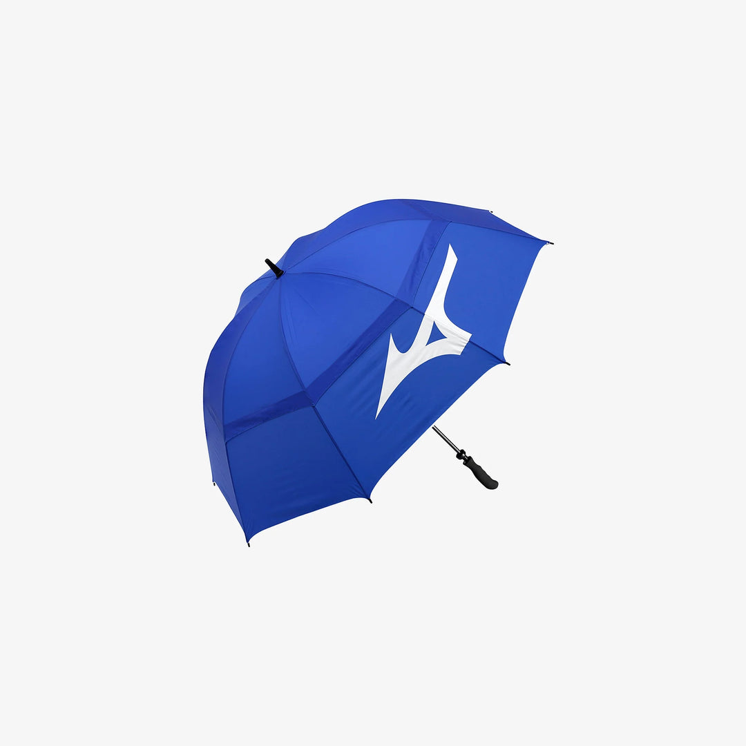 Blue Mizuno Tour Umbrella featuring a bold Mizuno Runbird logo, perfect golf accessory at Noosa Golf Co. golf store Noosa.