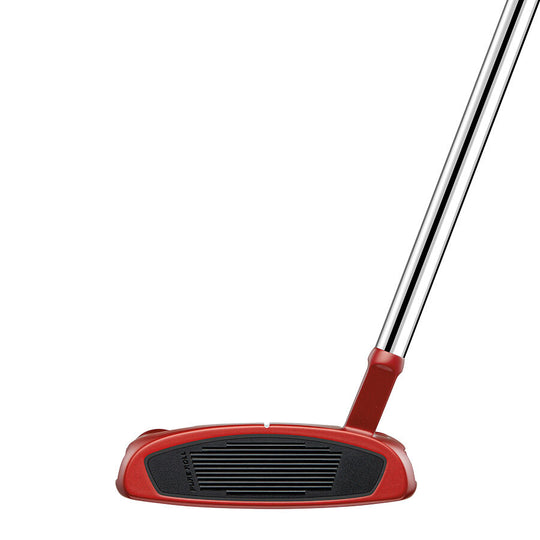 Face view of the TaylorMade Spider Red Putter with Pure Roll insert for precision. A top pick at Noosa Golf Co., Sunshine Coast’s premium golf shop.