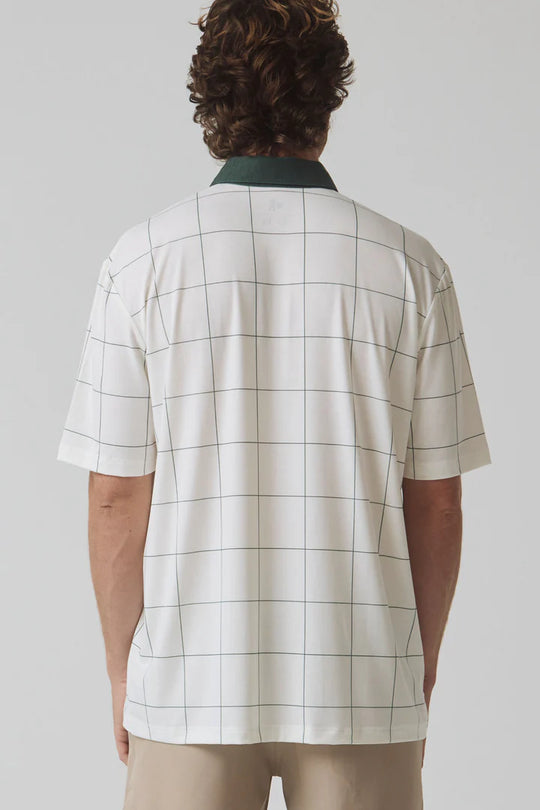 Gray + Haast Pin Check Polo - Off-White/Dark Green