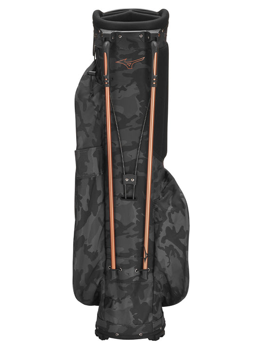 Rear image of Mizuno BR-D3 Stand Bag Camo with dual stand legs, available at Noosa golf shop.