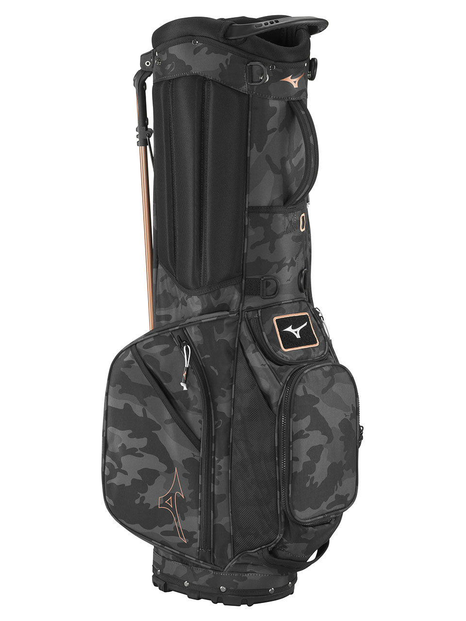 Side profile of Mizuno BR-D3 Stand Bag Camo edition, perfect for players on Noosa golf courses.