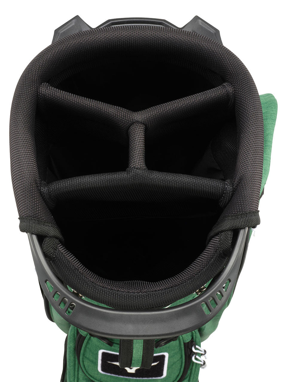 Top view of Mizuno BR-D3 Stand Bag Green divider, available at golf shop Sunshine Coast and golf shop Noosa.