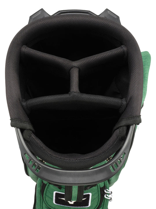 Top view of Mizuno BR-D3 Stand Bag Green divider, available at golf shop Sunshine Coast and golf shop Noosa.