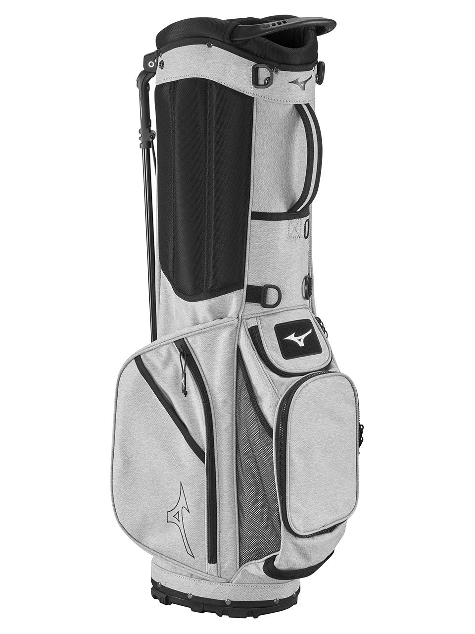 Side profile of Mizuno BR-D3 Stand Bag in grey with large storage pockets — Noosa Golf Co., the go-to golf shop Noosa.