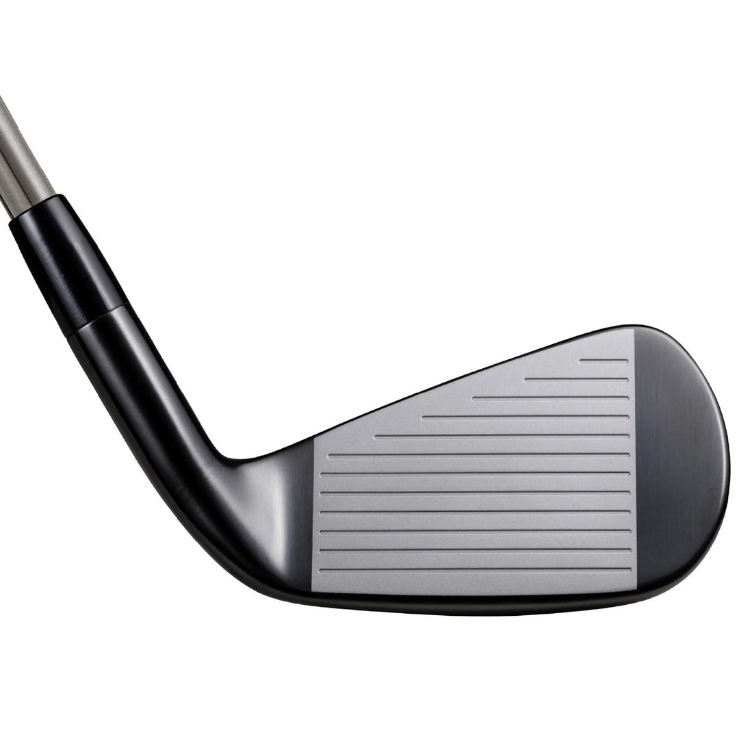 Close-up of left-handed Mizuno Pro Fli-Hi utility iron face. Available at Noosa Golf Co., your local Sunshine Coast golf shop for premium Mizuno irons.