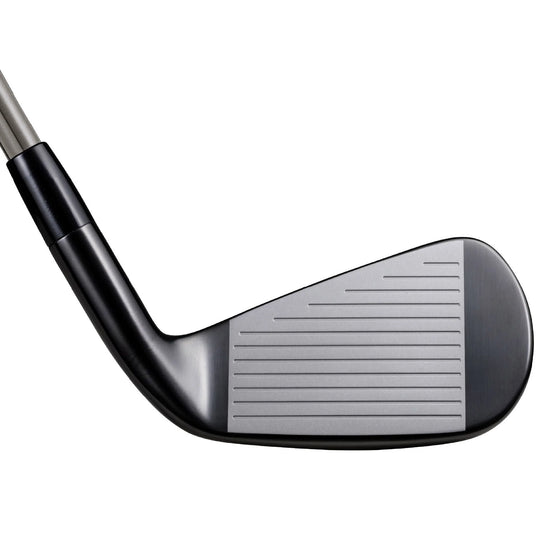 Close-up of left-handed Mizuno Pro Fli-Hi utility iron face. Available at Noosa Golf Co., your local Sunshine Coast golf shop for premium Mizuno irons.