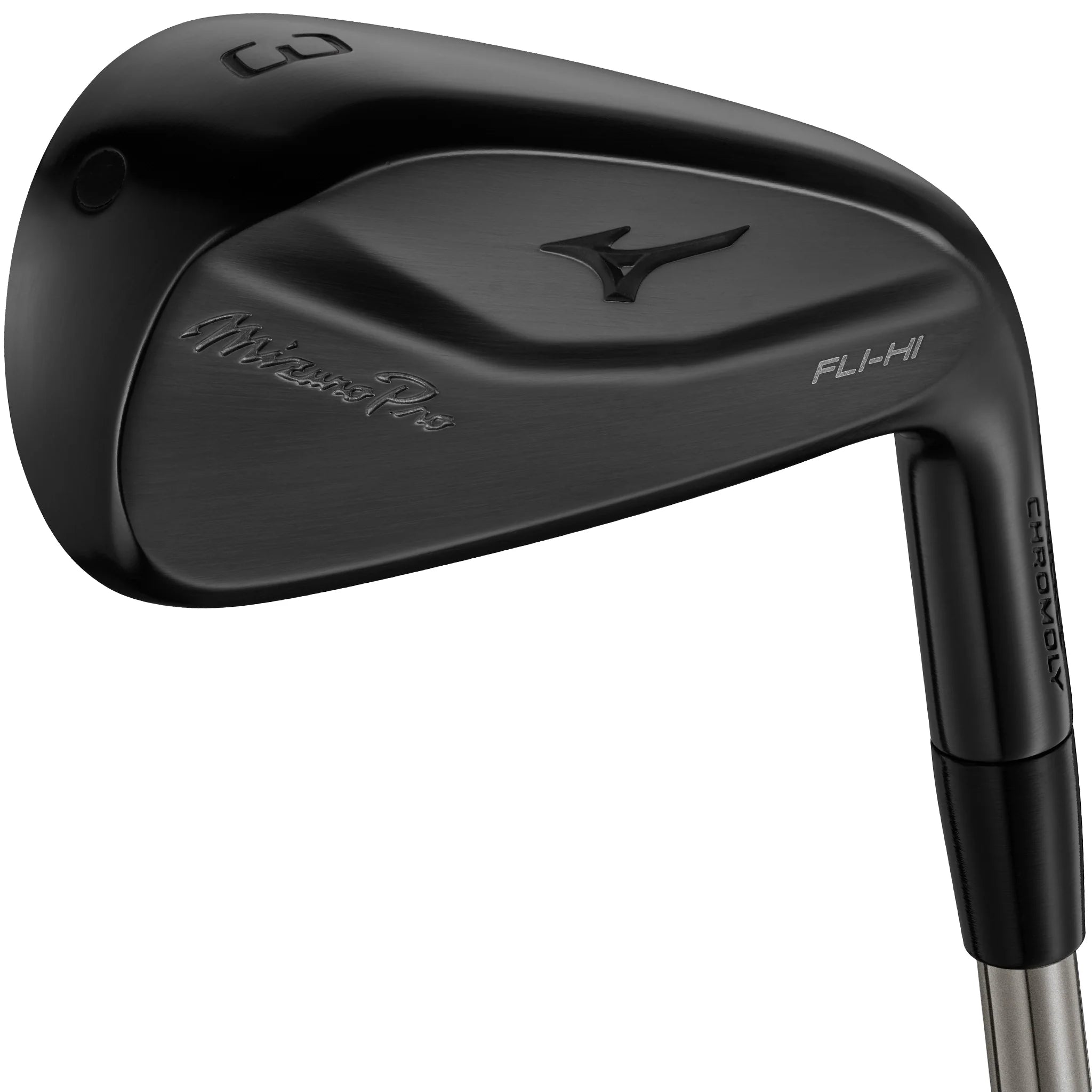 Backside of Mizuno Pro Fli-Hi RH utility iron with matte black finish. Available now at Noosa Golf Co., premium Sunshine Coast golf store.