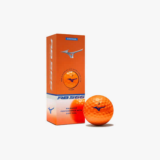 Mizuno RB 566 orange golf ball and matching sleeve — find it at Noosa Golf Co., Sunshine Coast golf store.