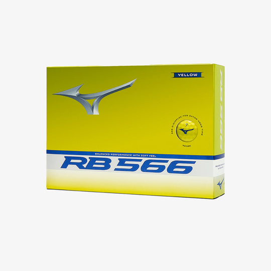 Front packaging of Mizuno RB 566 yellow golf balls — available now at Noosa Golf Co., your golf shop Sunshine Coast.