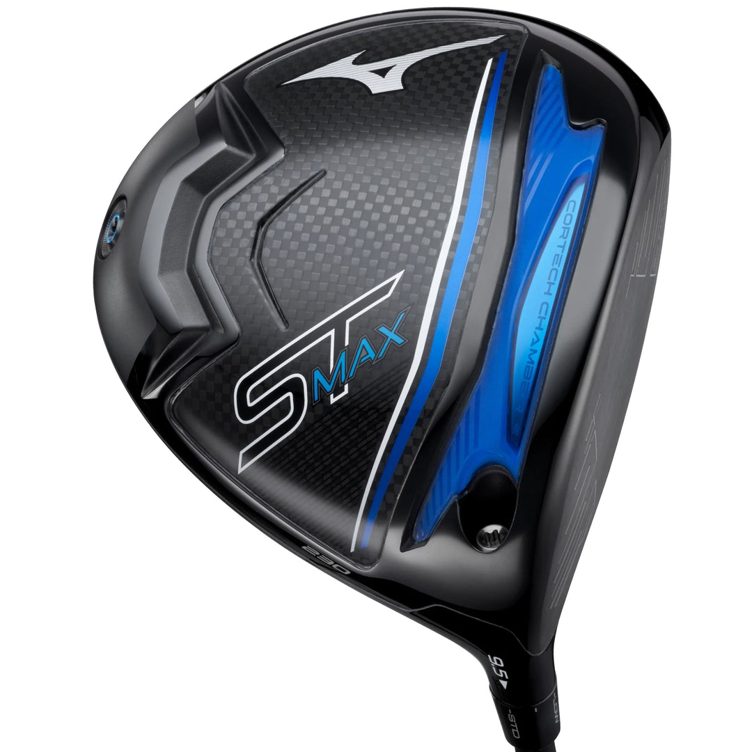 Sole of Mizuno ST-Max 230 driver featuring Cortech Chamber and ST-Max branding. Available now at Noosa Golf Co., the Sunshine Coast golf shop for Mizuno golf gear.