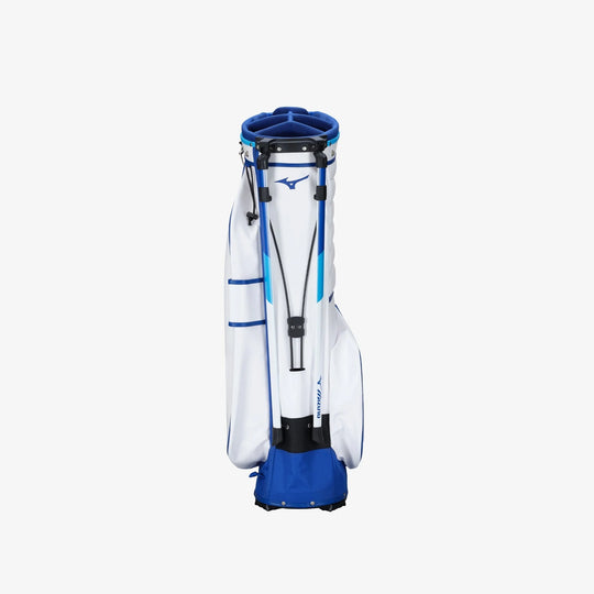 Rear view of Mizuno Tour Stand Golf Bag with folded legs, easy-carry golf stand bag available at Noosa golf shop and Sunshine Coast golf shop.