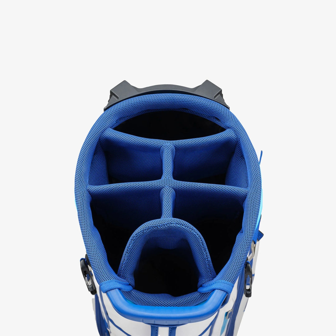 Top view of Mizuno Tour Stand Golf Bag showing padded club dividers for organised storage, available at Noosa golf shop and Sunshine Coast golf shop.
